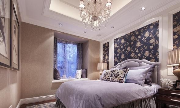 和諧愜意的美式風(fēng)格120平米復(fù)式loft臥室背景墻裝修效果圖