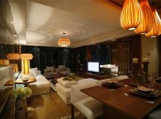 靜謐穩(wěn)重的東南亞風格100平米三居室餐廳裝修效果圖