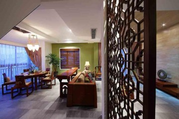 古典韻味中式風格120平米復(fù)式loft餐廳吊頂裝修效果圖