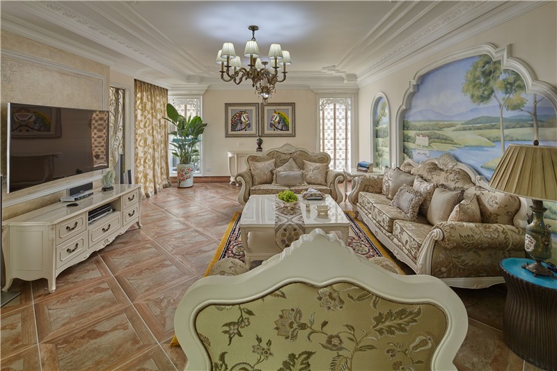 優(yōu)美雅致的歐式風格四居室客廳裝修效果圖