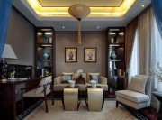 時(shí)尚現(xiàn)代中式風(fēng)格100平米三居室客廳背景墻裝修效果圖