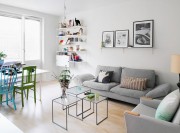 黑白灰現(xiàn)代簡(jiǎn)約風(fēng)格60平米小戶(hù)型客廳背景墻裝修效果圖