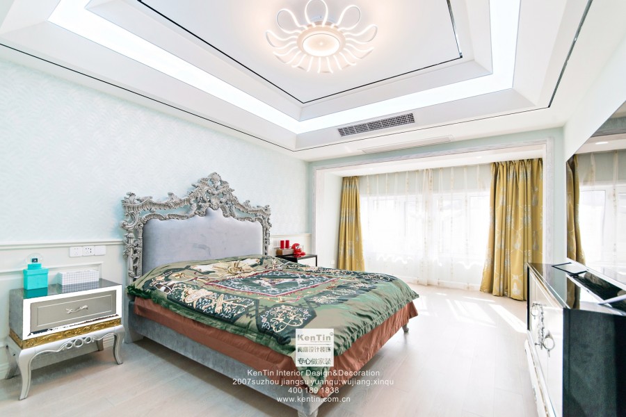 棕櫚灣美式風(fēng)格三居室裝修實景案例主臥