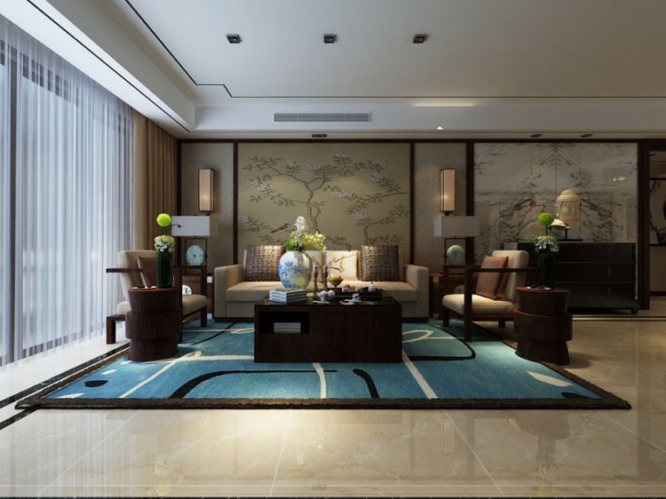 九龍倉(cāng)繁華里中式風(fēng)格四居室裝修效果圖