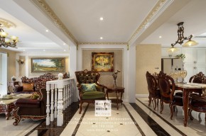 保利獨墅西岸歐式風格復式玄關(guān)裝修實景案例