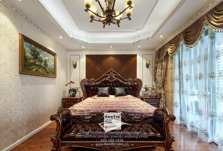 保利獨墅西岸歐式風格復(fù)式裝臥室修實景案例