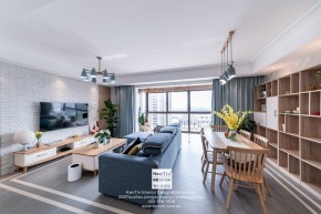 金輝尊域雅苑北歐風(fēng)格三居室客餐廳裝修實景案例