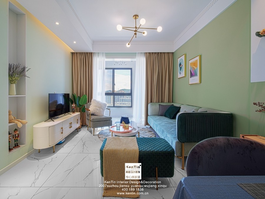 蘇胥灣現(xiàn)代輕奢風格二居室裝修實景案例