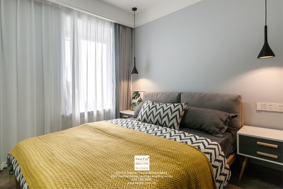 江南華府現(xiàn)代簡約風格三居室臥室裝修實景案例